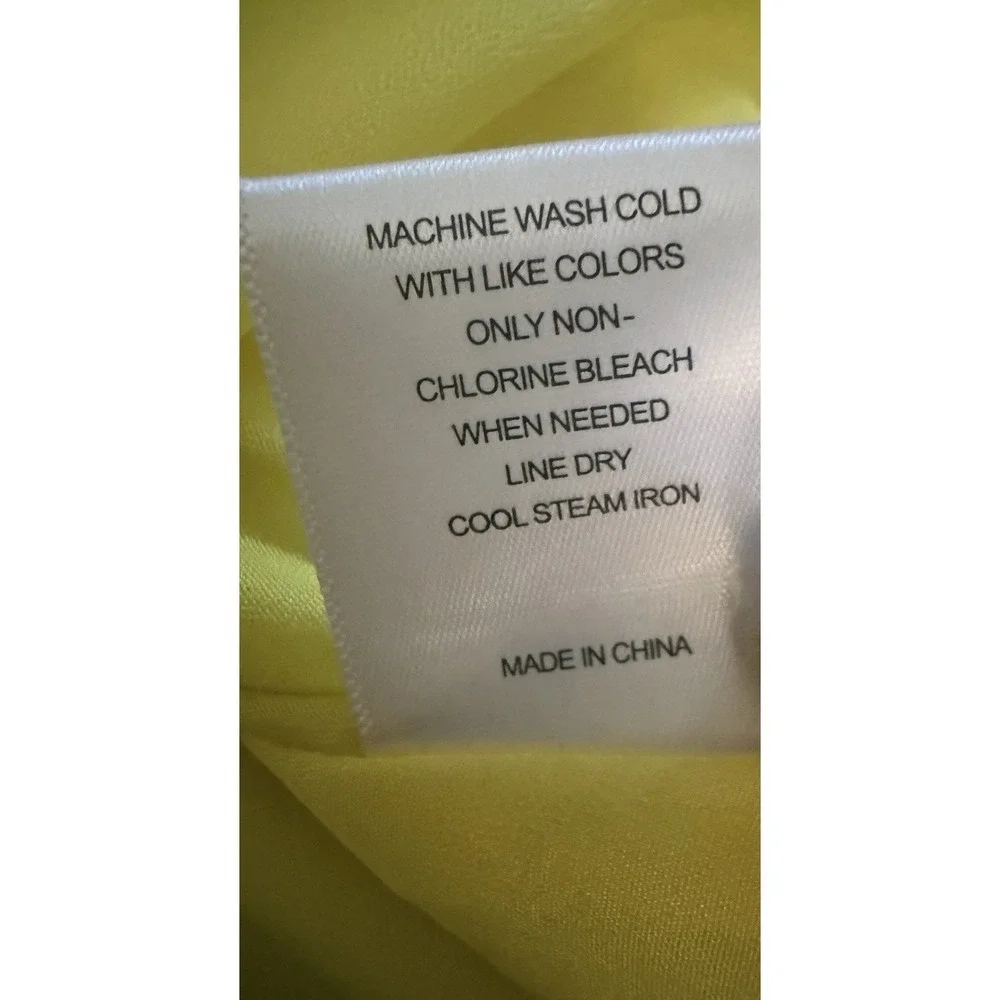 A Loves A Dress Womens Large Yellow Floral Jacquard Ruffle Hem Sleeveless V-Neck